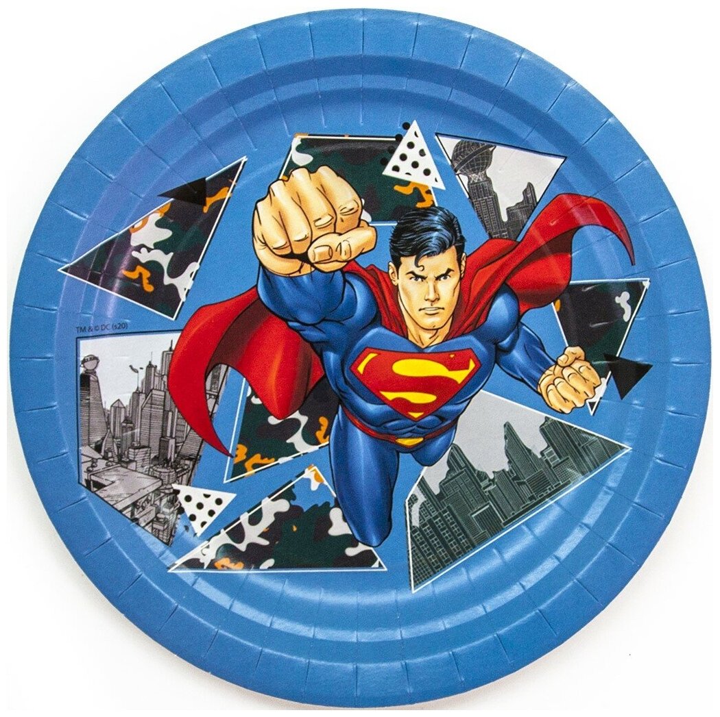Набор бумажных тарелок Супермен 180 мм 6 шт - фотография № 3
