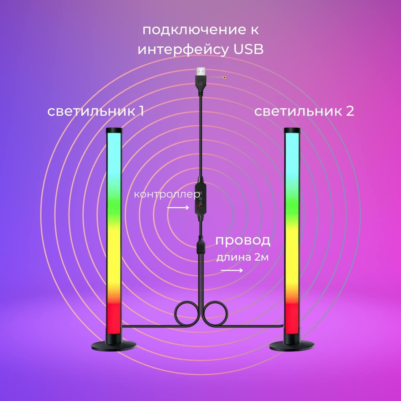 Умный светодиодный светильник торшер c подсветкой RGB 2 шт - фотография № 2