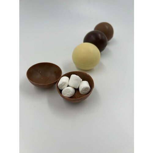 Шоколадные бомбочки с маршмеллоу, 3 шарика ассорти