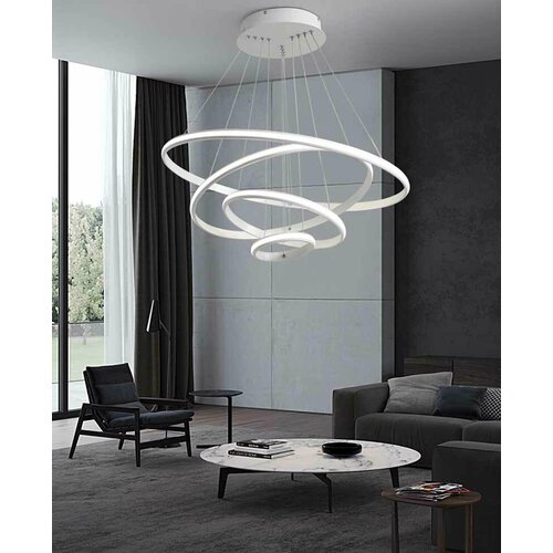 фото Подвесная светодиодная люстра кольца 20*40*60*80 белая (v out) shine light