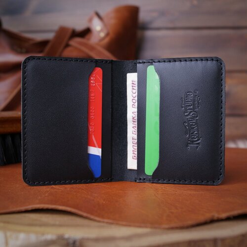 Картхолдер Konkovstudio, фактура гладкая, черный