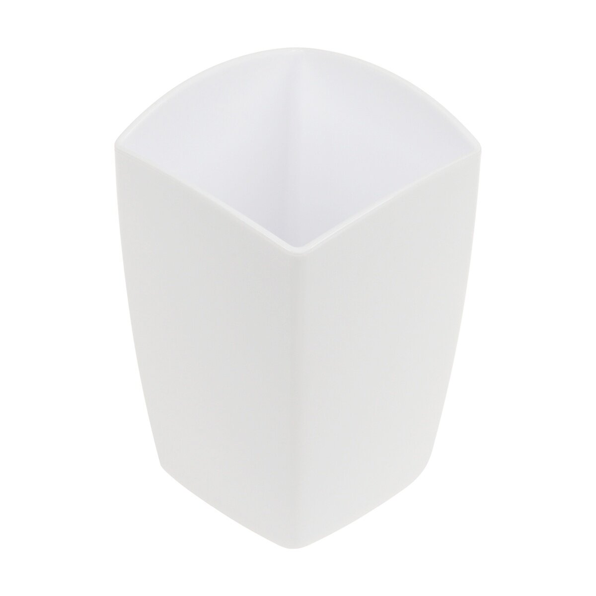 Подставка-стакан СТАММ "Тропик", пластиковая, квадратная, белая (ПС-30874)