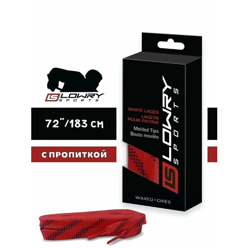 Шнурки хоккейные Lowry Sports стандартные цветные с пропиткой 72'/183cm (красные)