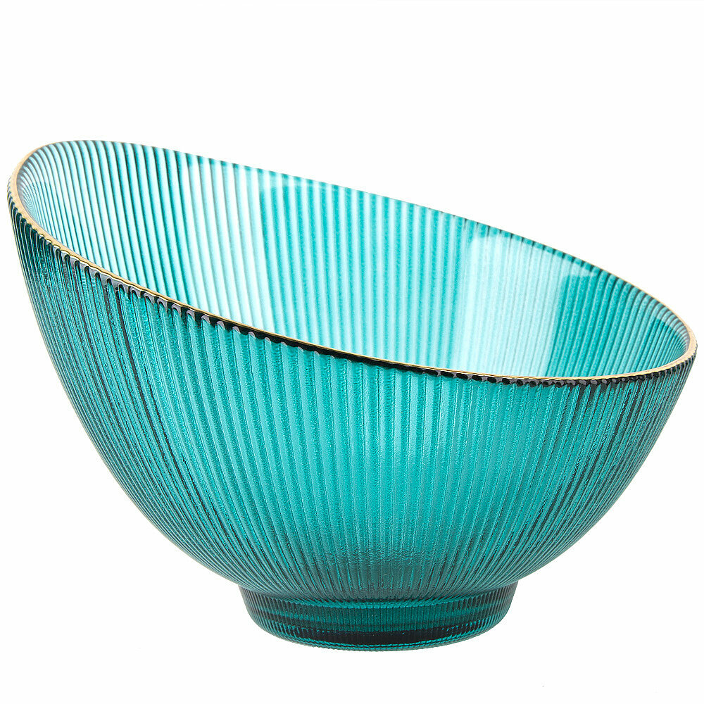 Салатник Nouvelle "Frost strip" 1550мл, стекло, зеленый, круглый, универсальный — фото 1