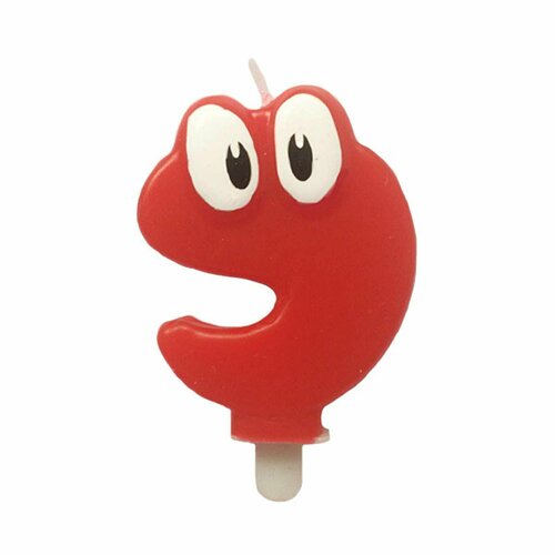 Свеча для торта Цифра 9 Красная С глазками 65 см 230₽