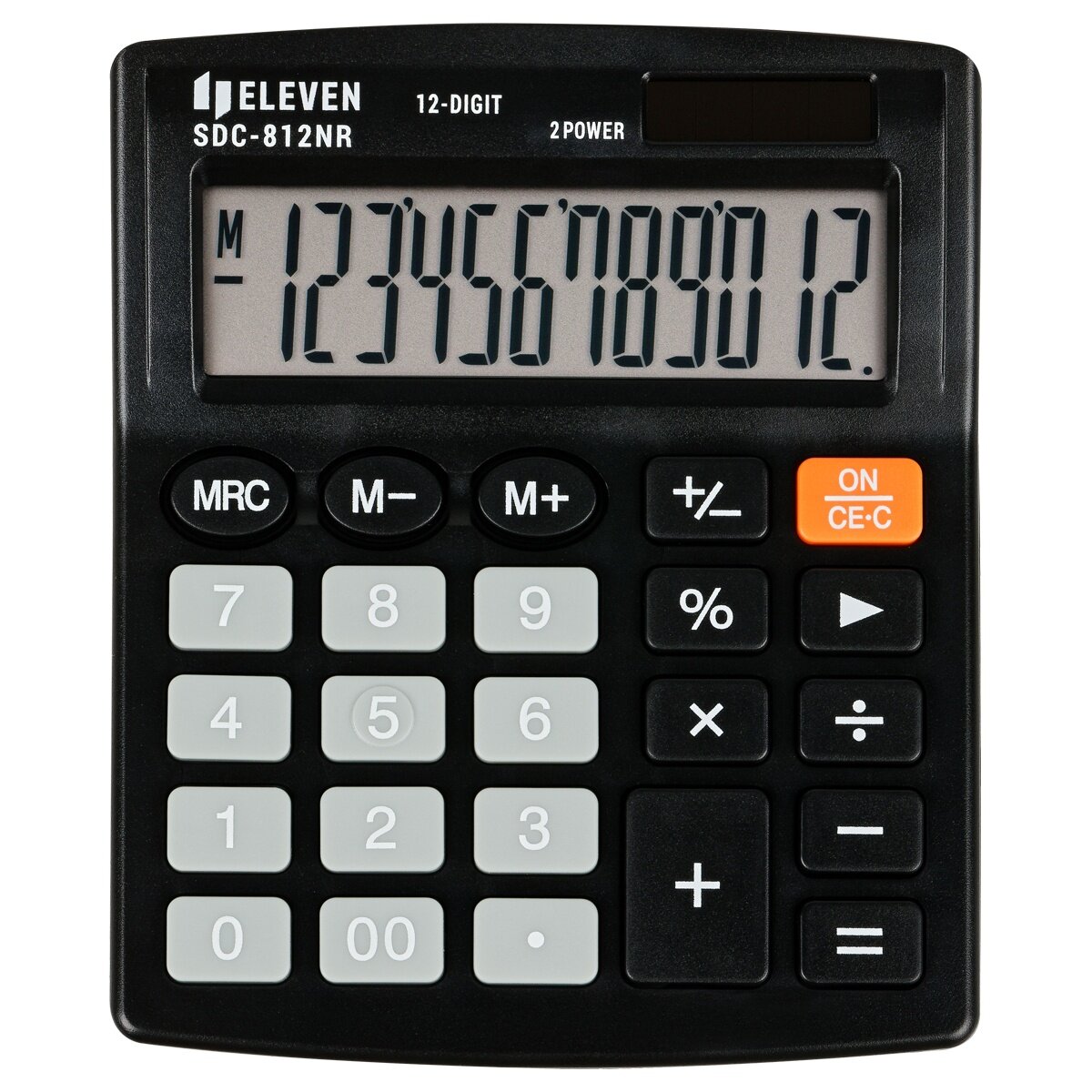 Калькулятор Eleven настольный, 12 разрядов, двойное питание, 127х105х21 мм, черный (SDC-812NR)