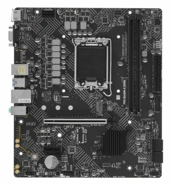 Материнская плата MSI PRO B660M-E DDR4 (PRO B660M-E DDR4) - LGA 1700, Intel B660, 2хDDR4-3200 МГц, 1хPCI-Ex16, 1хM.2, Micro-ATX