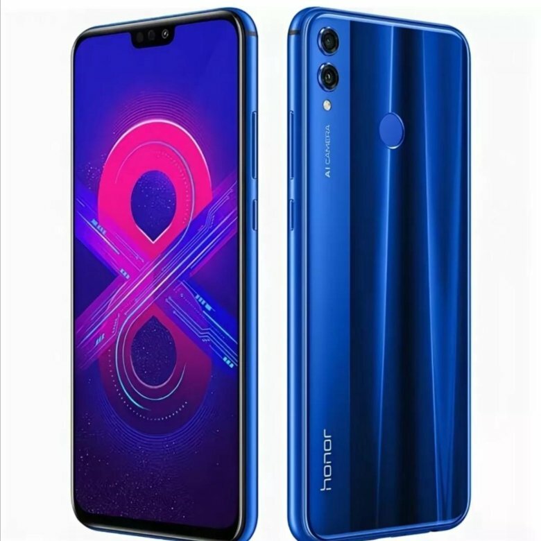 Смартфон Honor 8X, Dual SIM, экран 6,5", 6/128GB, Android 8.1, Синий