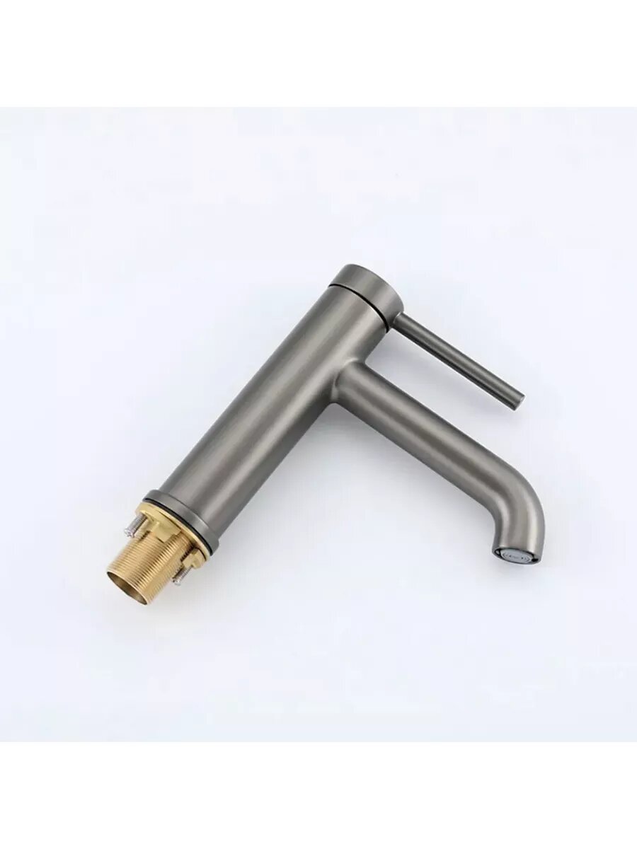 Смеситель для раковины фиксированный Gappo G1006-9 цвет оружейная сталь, латунь — фото 1