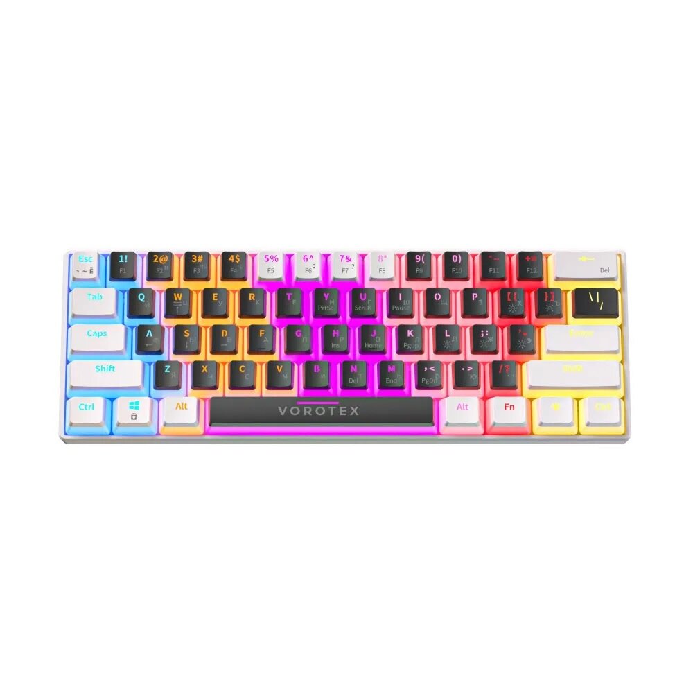 Клавиатура игровая проводная VOROTEX P61 Blue Switch, черный/белый