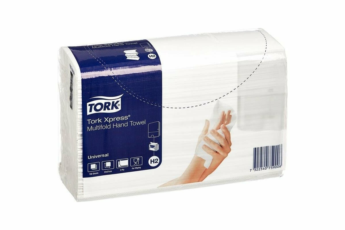 TORK Полотенце бумажное 190шт Universal 2-слойное натуральный 234x213 см Multifold 471103 127070