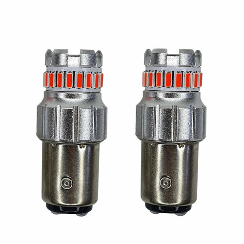 Лампы led сигнальные 2шт Lightbay Zircon 1157 BAY15d в автомобильные фонари красный в птф, стоп-сигналы