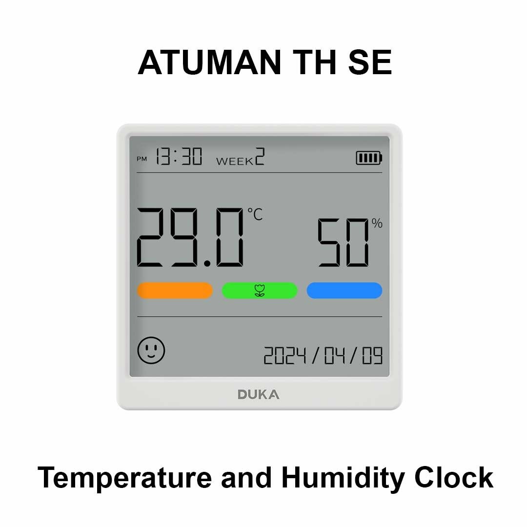 Термогигрометр ATuMan "Duka", беспроводной, белый, с часами, крепление на стену