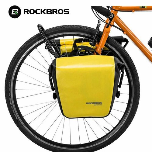 Велосумка Rockbros AS-003-1YL на багажник или вилку велосипеда, 10-14 литров, водонепроницаемая, желтая, 1 штука
