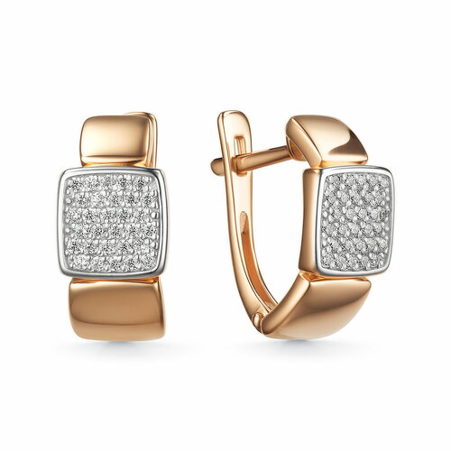 Серьги Diamant online, красное золото, 585 проба, фианит, длина 1.5 см, , прозрачный