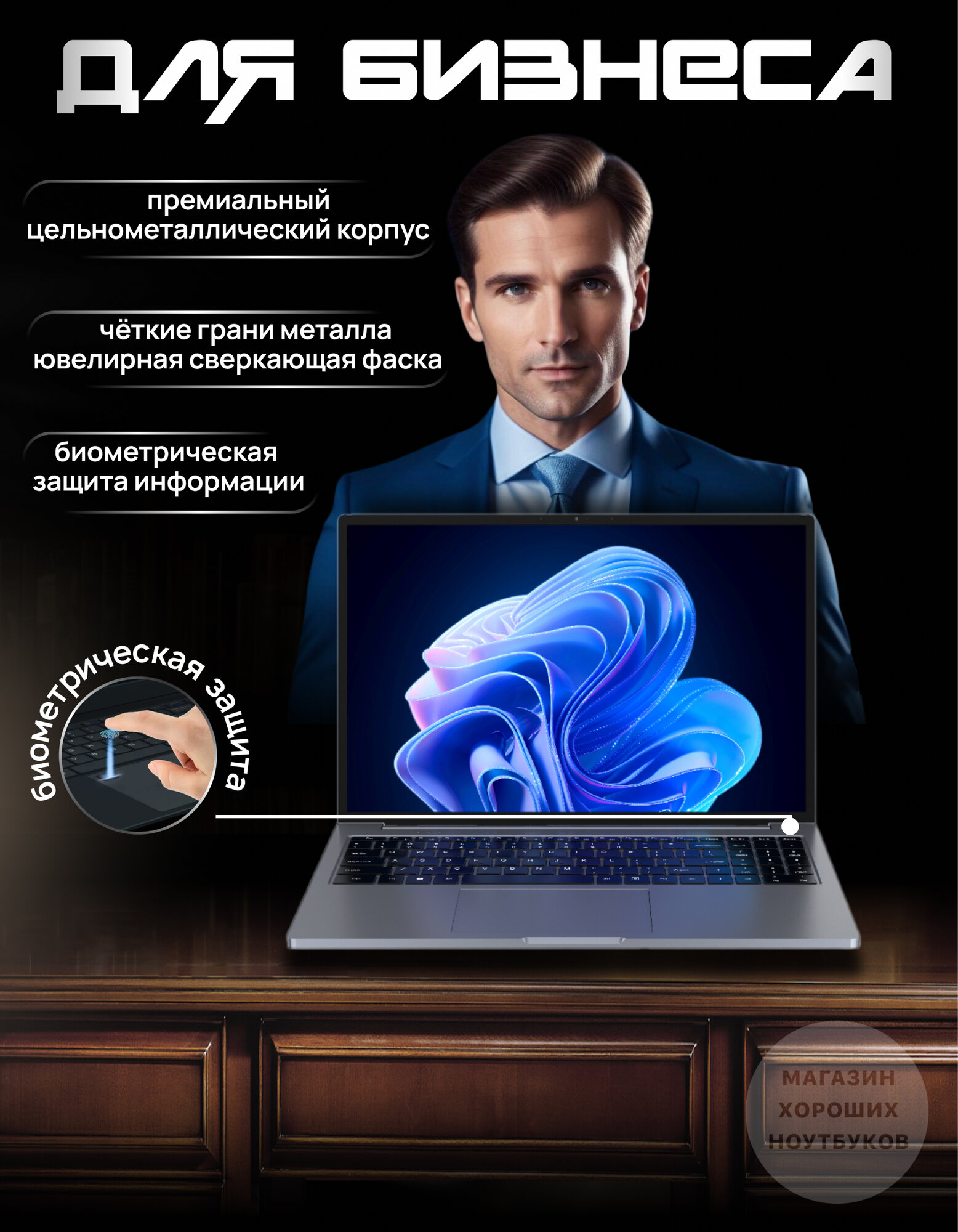 Ноутбук металлический 16,6", 2.5к разрешение, 165Гц, Intel N95 4*3,4ГГц, ОЗУ 16 ГБ, SSD 1ТБ NVME — фото 1