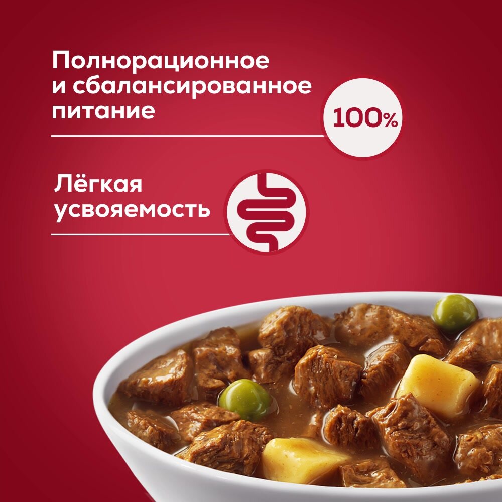 Purina ONE Мини 85 г пауч влажный корм для активных собак с говядиной картофелем и горохом х26 штук — фото 1