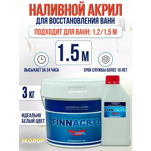 Жидкий акрил FINNACRYL для реставрации ванны 1,2 - 1,5 м (3 кг)