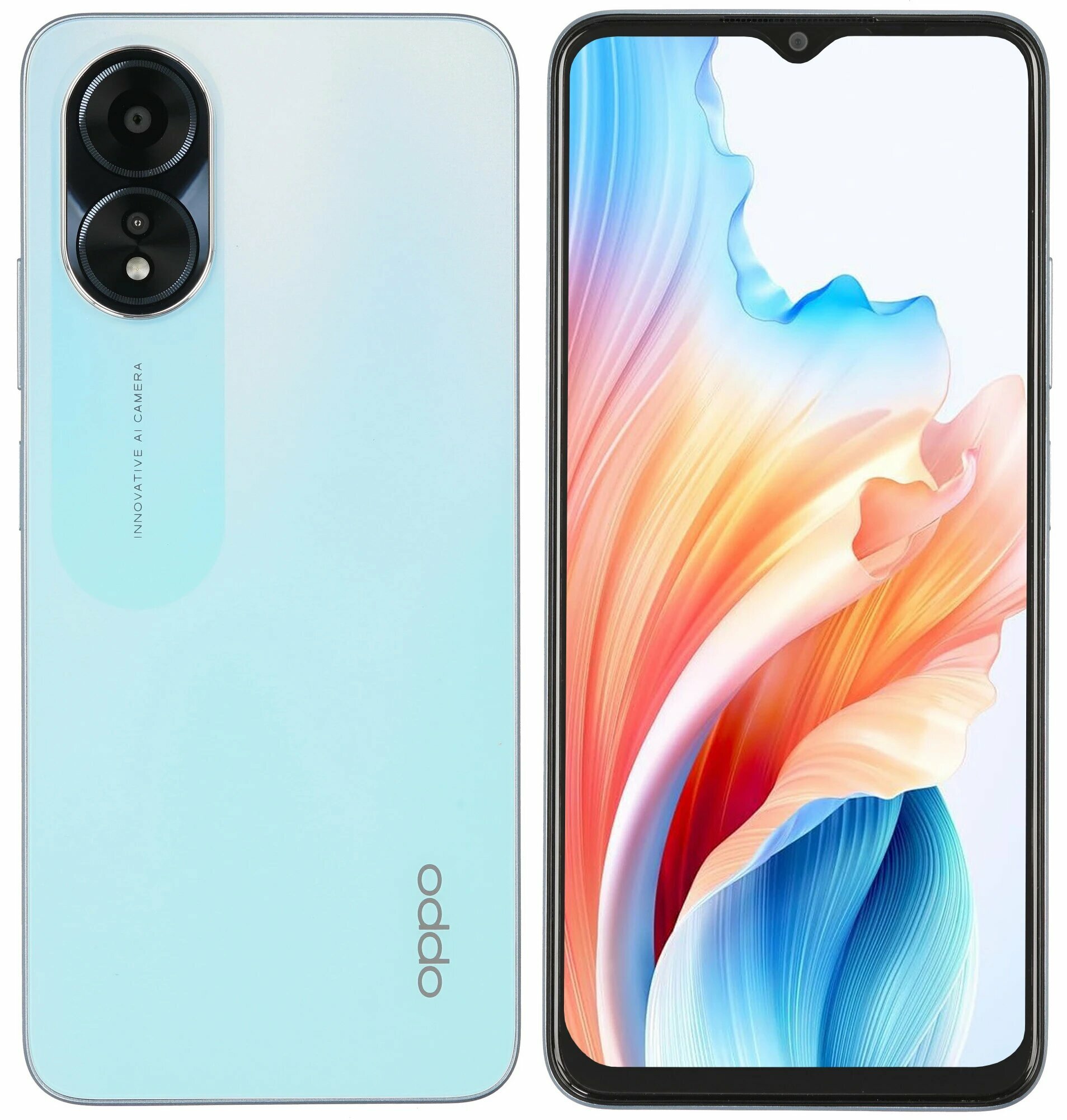 Смартфон OPPO A18, 4ГБ/128ГБ, экран 6.56", камера 8 Мп, голубой, 5000 мАч