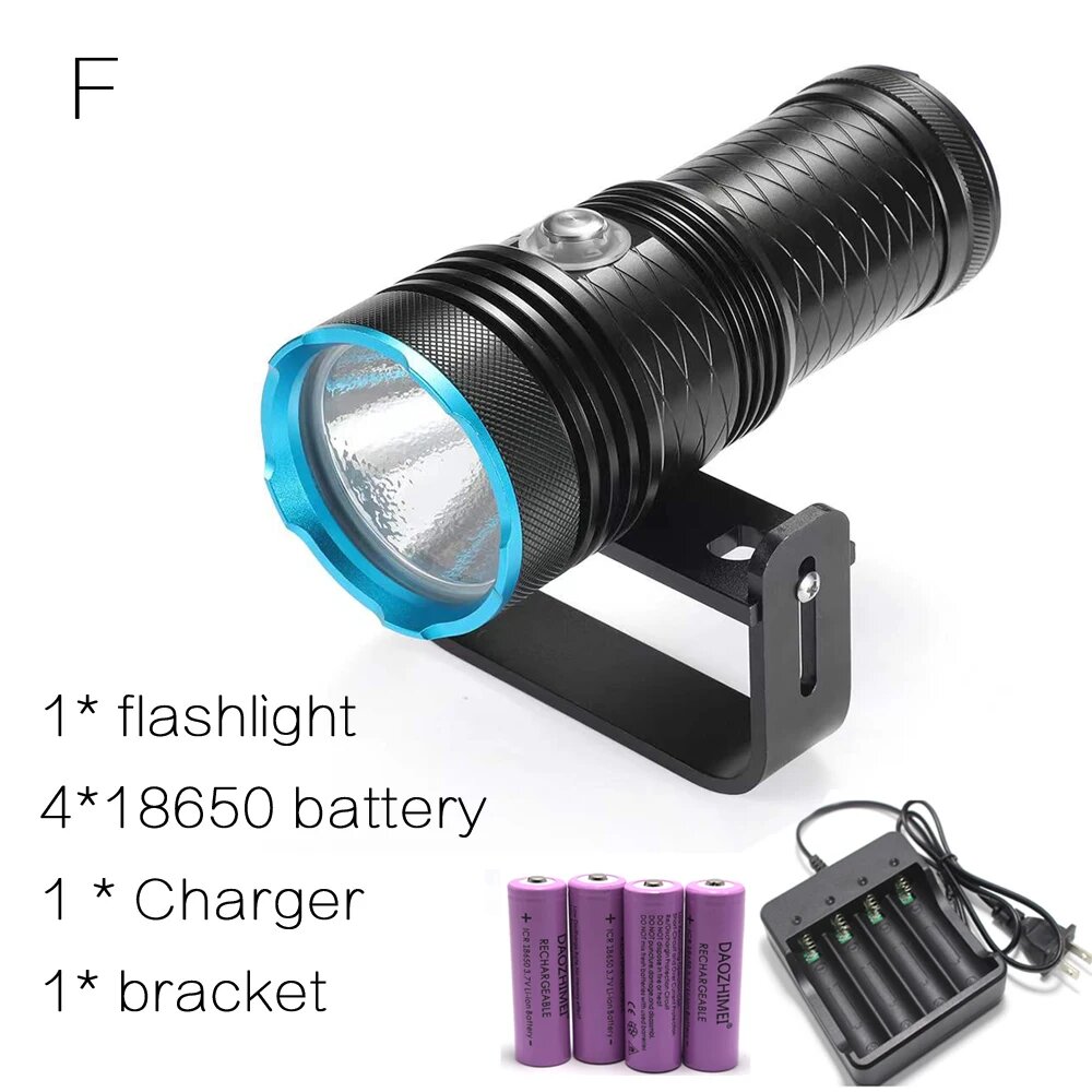 DAOZHIMEI IPX8 водонепроницаемый фонарик для дайвинга XHP70.2, Yellow light, F