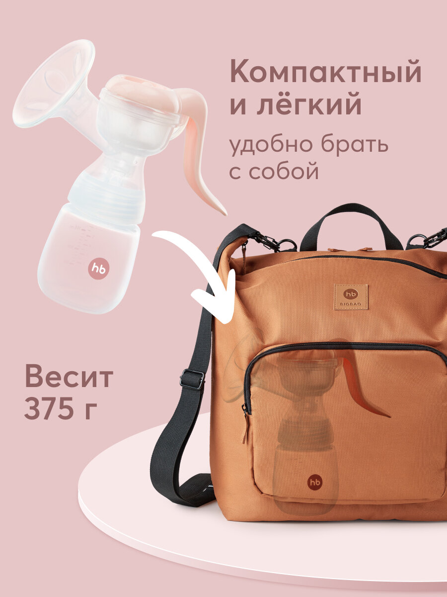 Изображение 22006, Молокоотсос ручной механический Happy Baby, с бутылочкой и соской, розовый