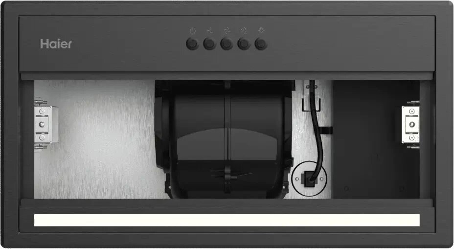 Гарантийный талон и документация на встраиваемую вытяжку Haier в черной картонной папке