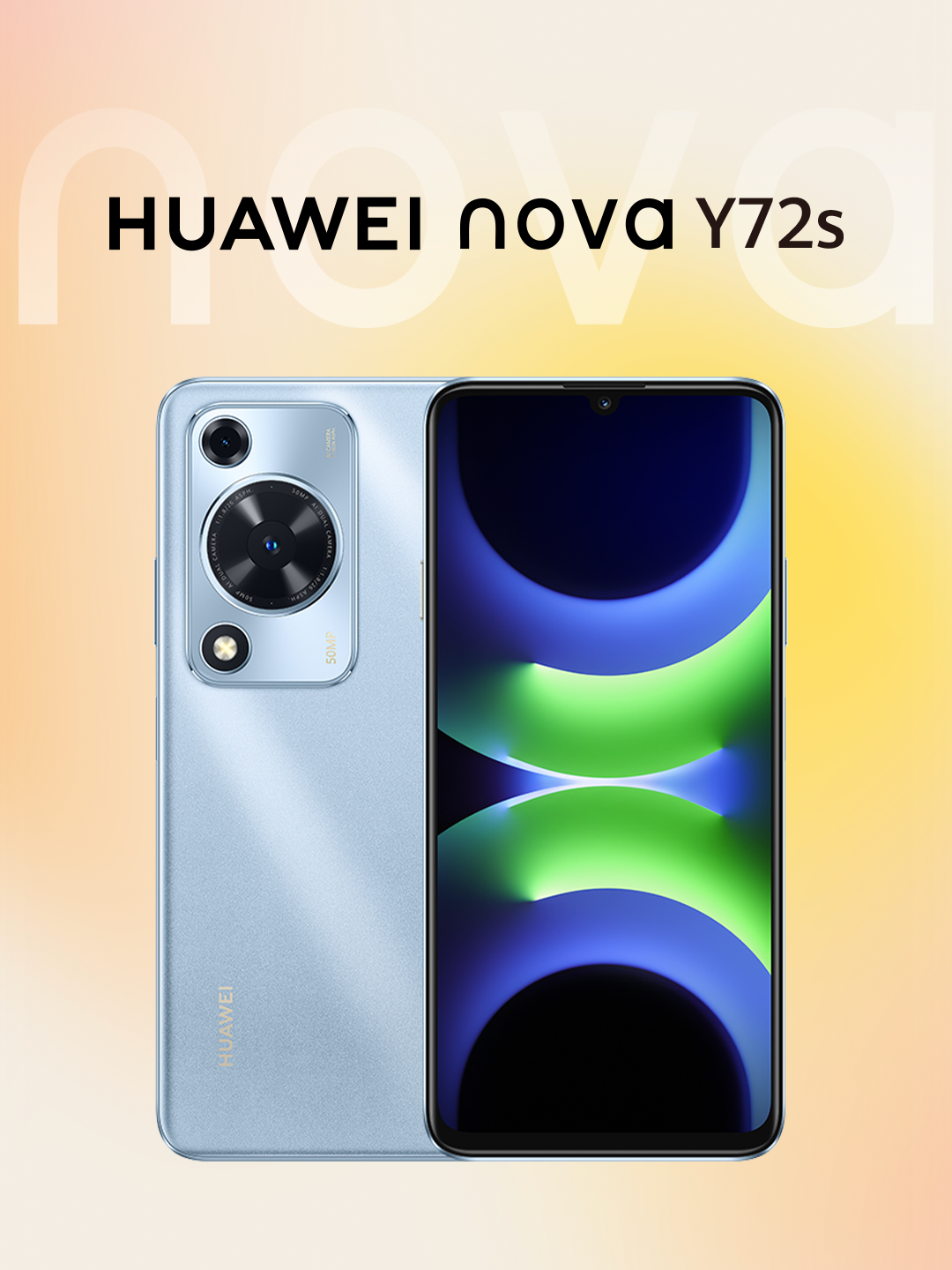 Смартфон HUAWEI Nova Y72S Голубой, 8/128 ГБ, 50+8 МП, 6000 мА/ч, SuperCharge 22,5 Вт, IMEI