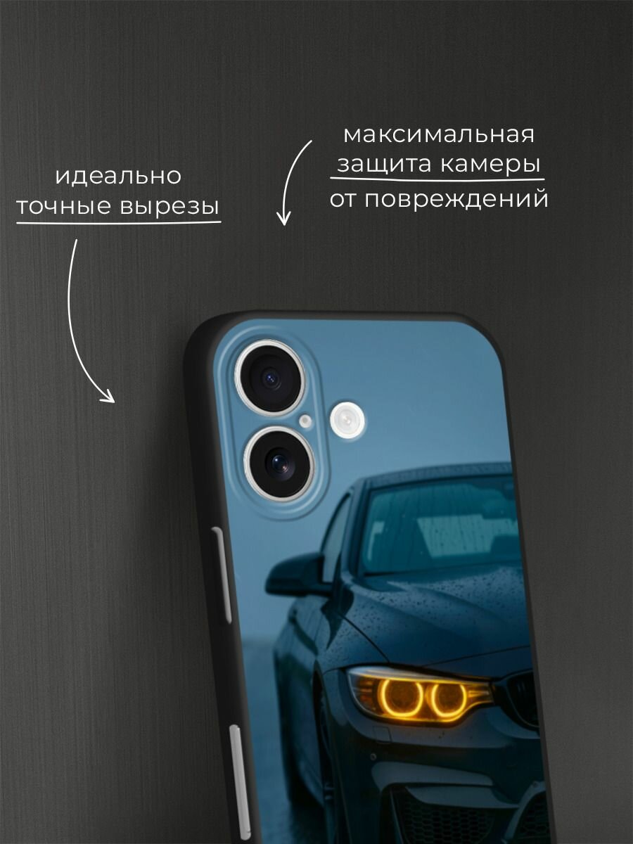 Черный матовый чехол на Apple iPhone 17 / Айфон 17 с принтом Желтая фара — фото 1