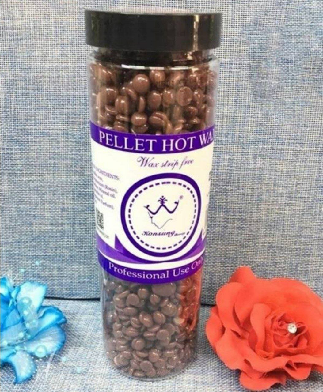 Гранулированный горячий воск Konsung Beauty Pellet Hot Wax для депиляции — профессиональный уход за кожей без раздражения, обезболивающим эффектом 400 g коричневый