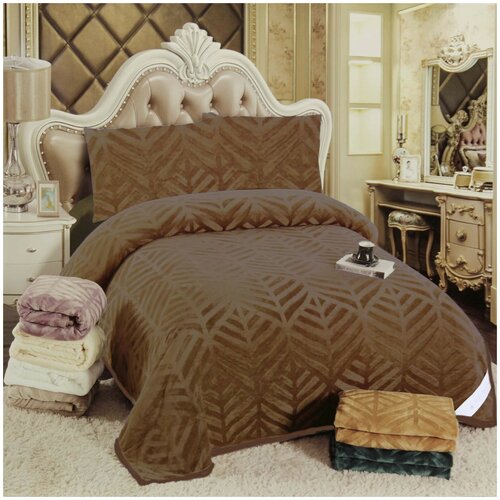 Пледы и покрывала E-Shine Плед-бамбук коричневый 200x230 двуспальный e-shine