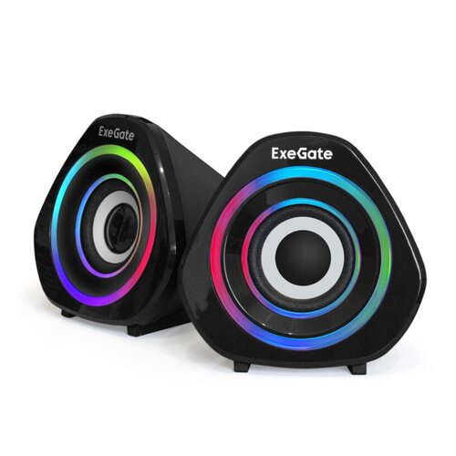 Exegate EX289680RUS Акустическая система 2.0 ExeGate Accord 210 (питание USB, 2х3Вт (6Вт RMS), 60-20000Гц, цвет черный, RGB подсветка)