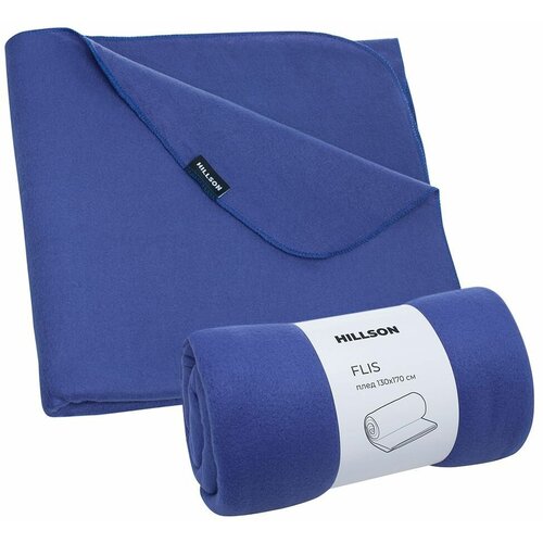 Плед HILLSON FLIS 130х160 см гипоаллергенный легкий недорогой покрывало на кровать, диван, софу, накидка на кресло цвет синий