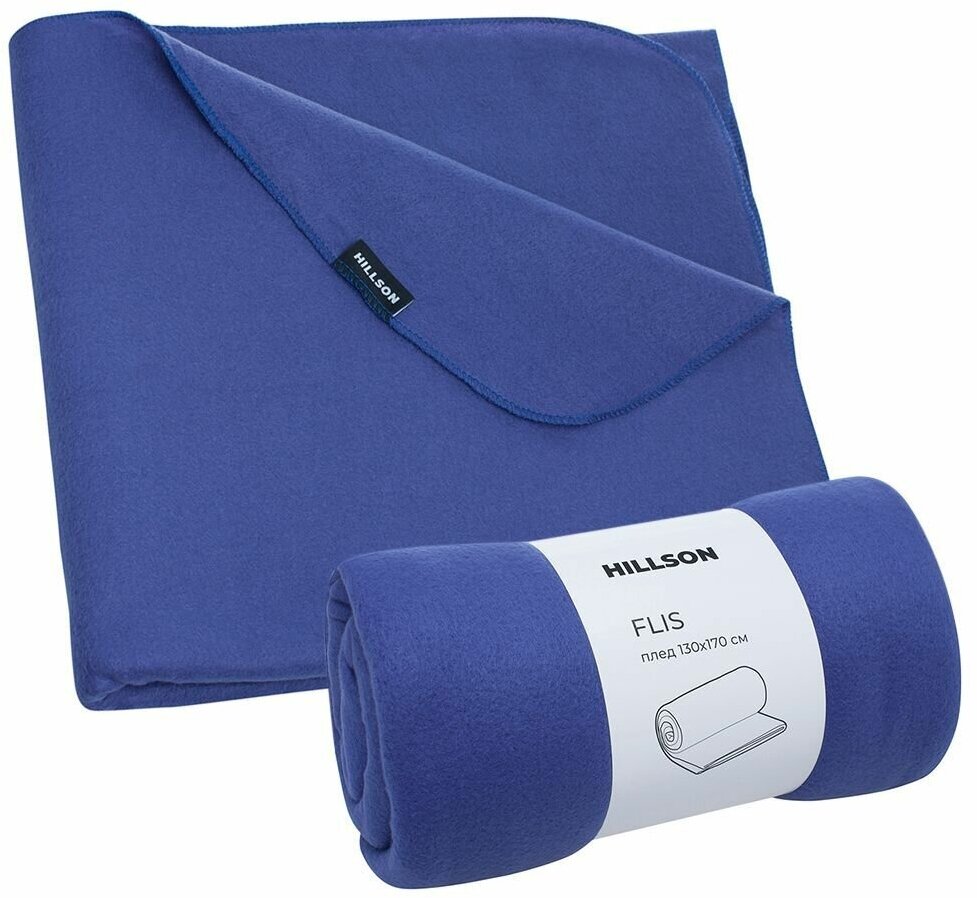 Плед HILLSON FLIS 130х160 см гипоаллергенный легкий недорогой покрывало на кровать, диван, софу, накидка на кресло цвет синий