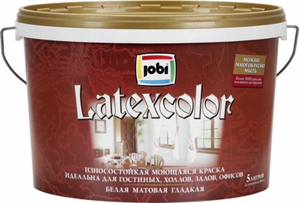 Интерьерная моющаяся краска JOBI LATEXCOLOR 5 л