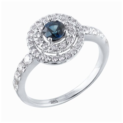 фото Эстет кольцо с бриллиантами и сапфиром из белого золота 01к625251-1, размер 17.5
