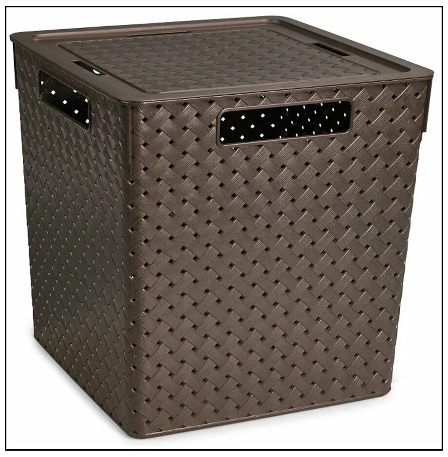 Коробка для хранения квадратная "Береста" с крышкой 23л 294х294х301мм (венге) 6823105 "Виолет" - фотография № 1
