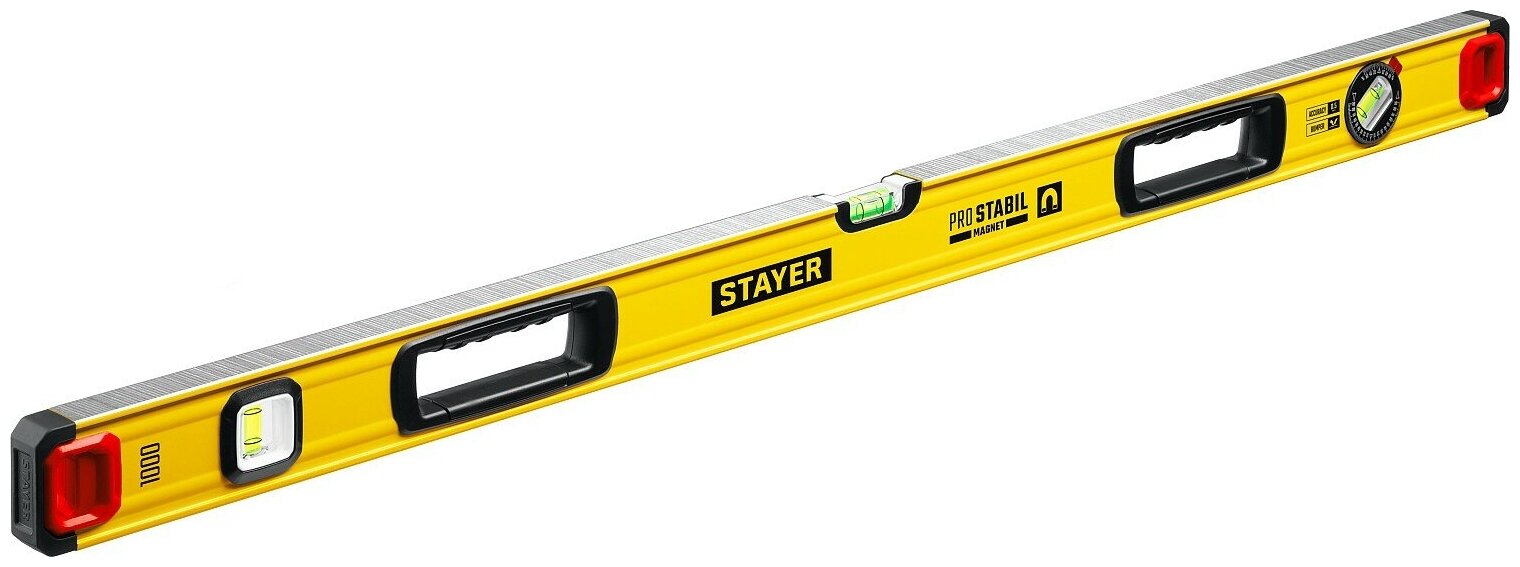 STAYER PRO STABIL, 1000 мм, усиленный профиль, магнитный уровень с поворотным глазком, Professional (3480-100)