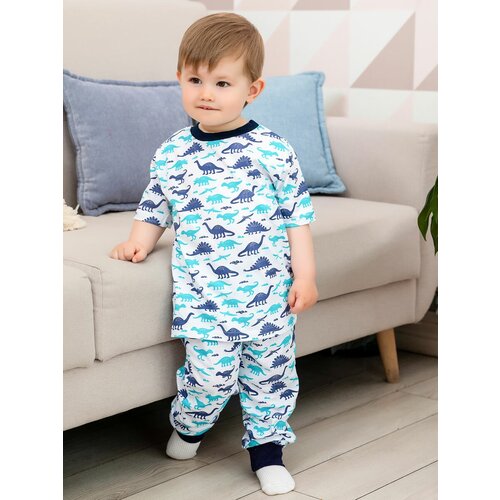 Пижама КотМарКот детская для мальчиков, брюки, брюки с манжетами, без капюшона, размер 92, мультиколор