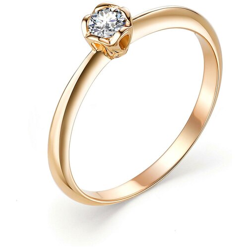 фото Алькор кольцо с 1 бриллиантом из красного золота 13371-100, размер 17.5