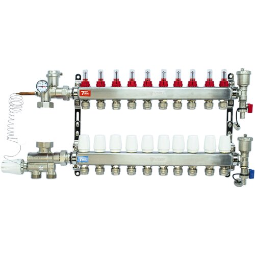 Комплект для водяного теплого пола до 160 кв/м Коллектор 10 контуров