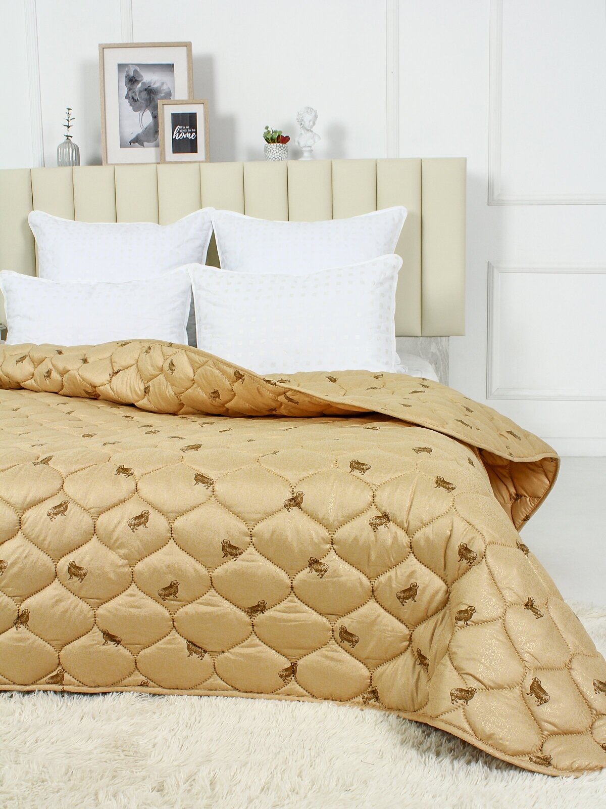 Одеяло "Овечья шерсть" полновесное, 1,5 спальное, в поплексе, плотность 300 г/м2 - фотография № 3