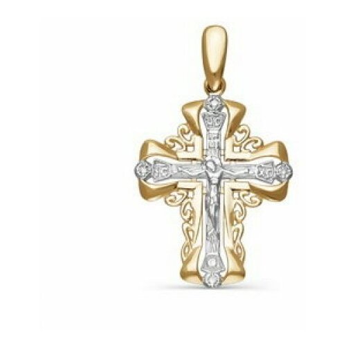Крестик Del'ta, красное золото, 585 проба, бриллиант крест даръ крест из желтого золота с бриллиантами 21395