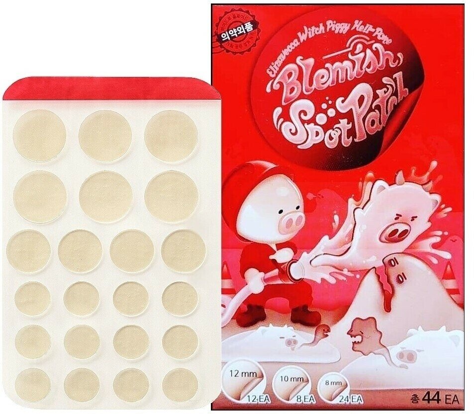 Elizavecca Патчи от акне Witch Piggy Hell Pore Blemish Spot Patch, 44 шт.