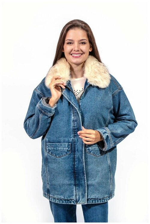 Джинсовая женская куртка Sherpa oversize