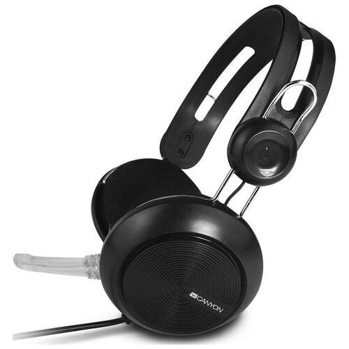 CANYON CHSU-1 basic PC headset with microphone, USB plug, leather pads, Flat cable length 2.0m, 160*60*160mm, 0.13kg, Black;