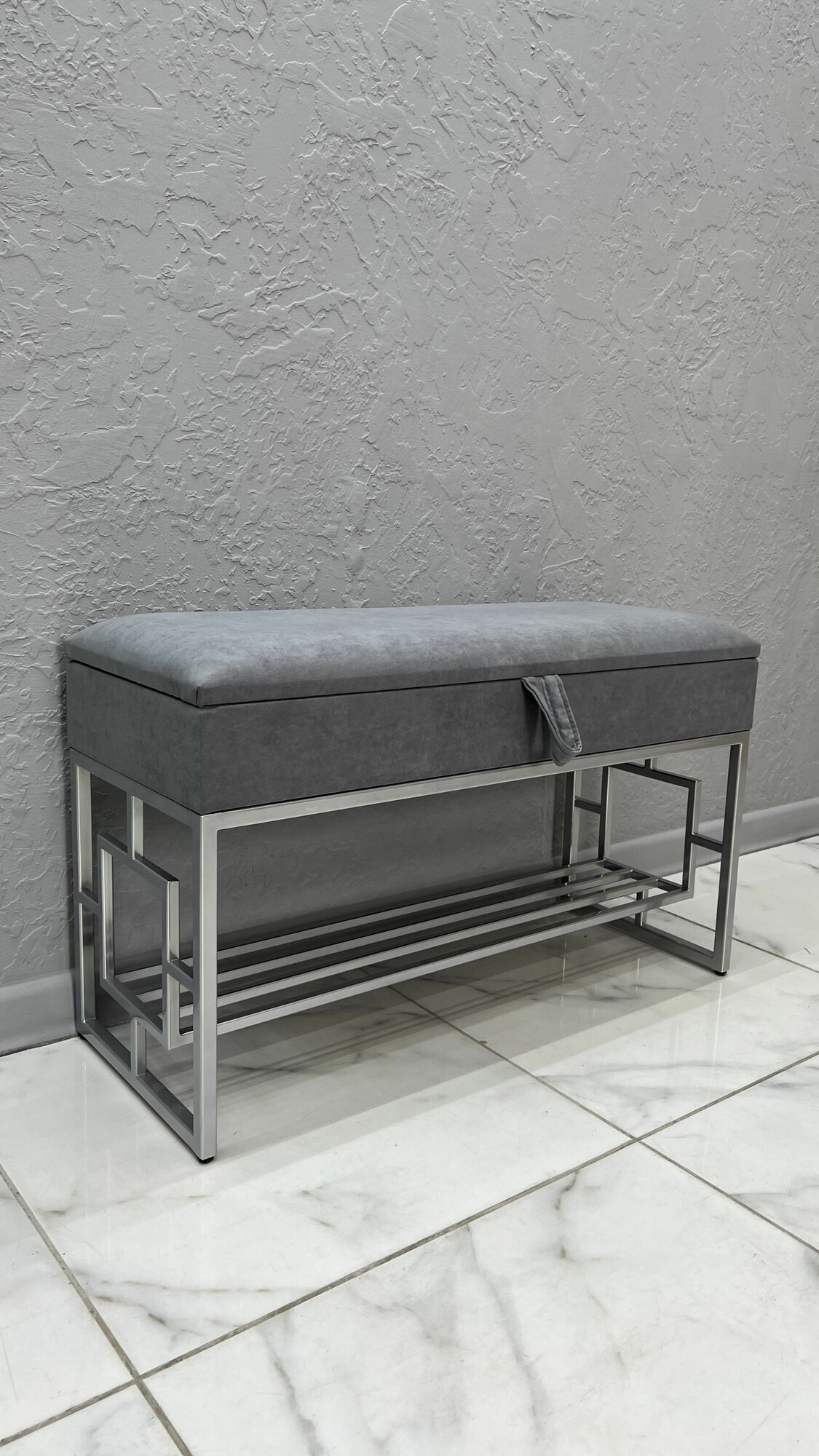 Банкетка с ящиком в прихожую для обуви 90х35х55 см STEEL MEBEL (БКВХ-001) — фото 1