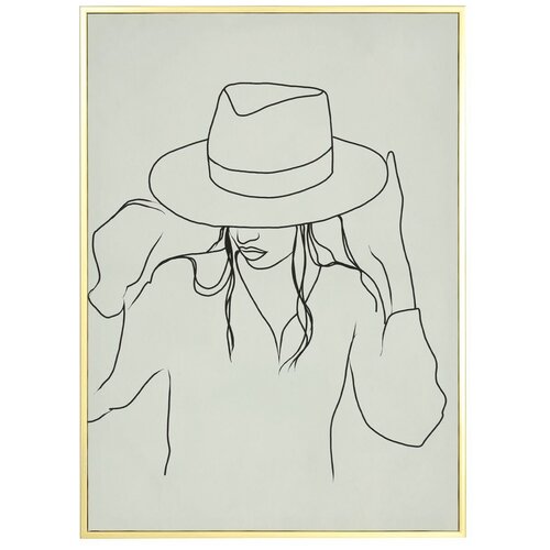Картина в раме Kuchenland, 50х70 см, холст, молочная, Девушка в шляпе, Face