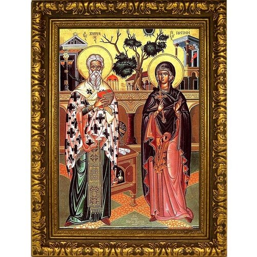 Киприан и Иустиния Святые мученики. Икона на холсте. святые мученики киприан и устинья печатная икона