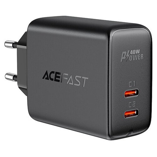 Сетевое зарядное устройство Acefast A9 Pd40w Usb-c+usb-c, черный зарядное устройство двухпортовое acefast a9 pd40w usb c usb c dual port charger eu цвет черный