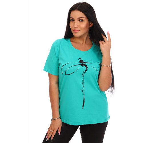 фото Футболка lovetex.store, размер 66, зеленый